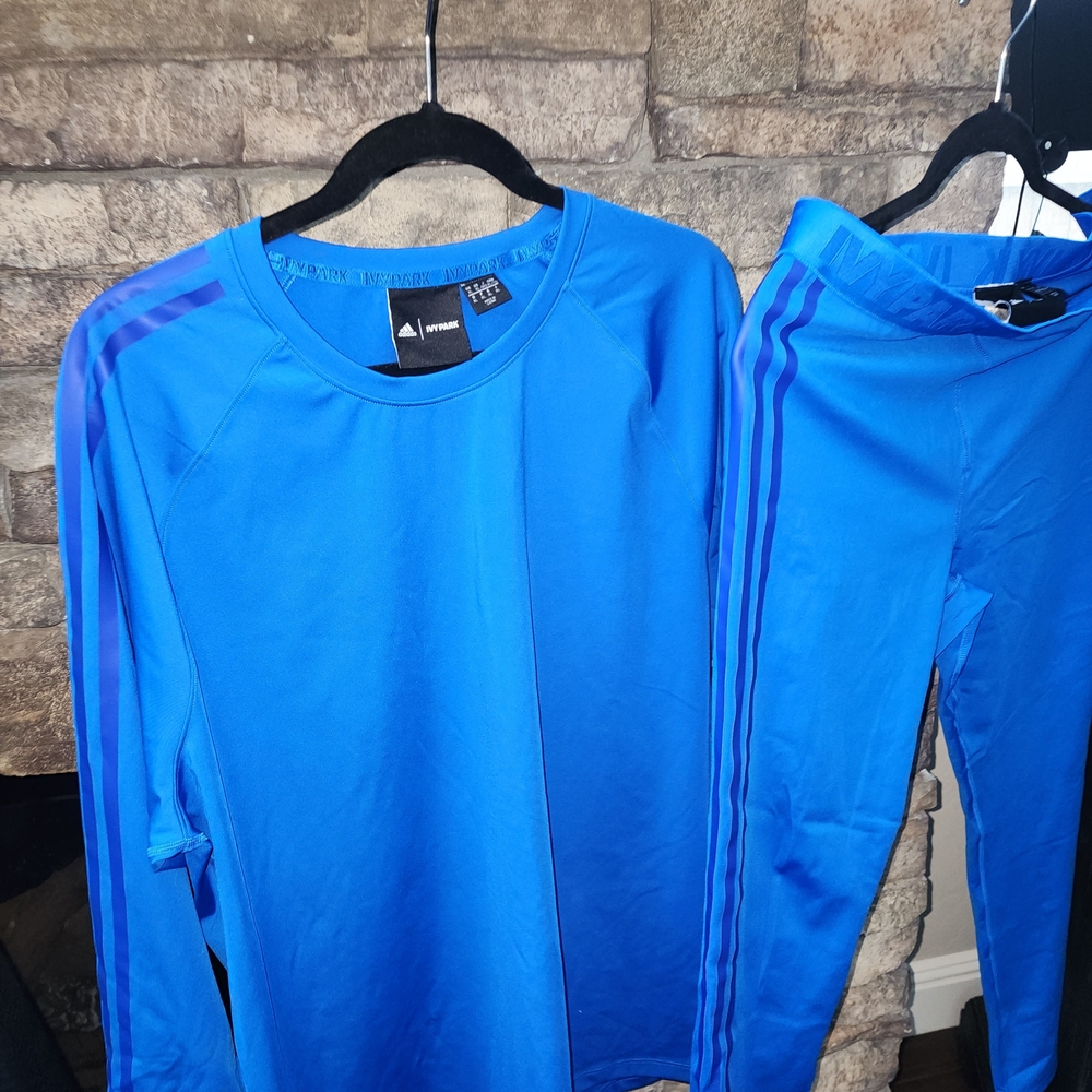 Adidas Blue Tracksuit with Blue Stripes
